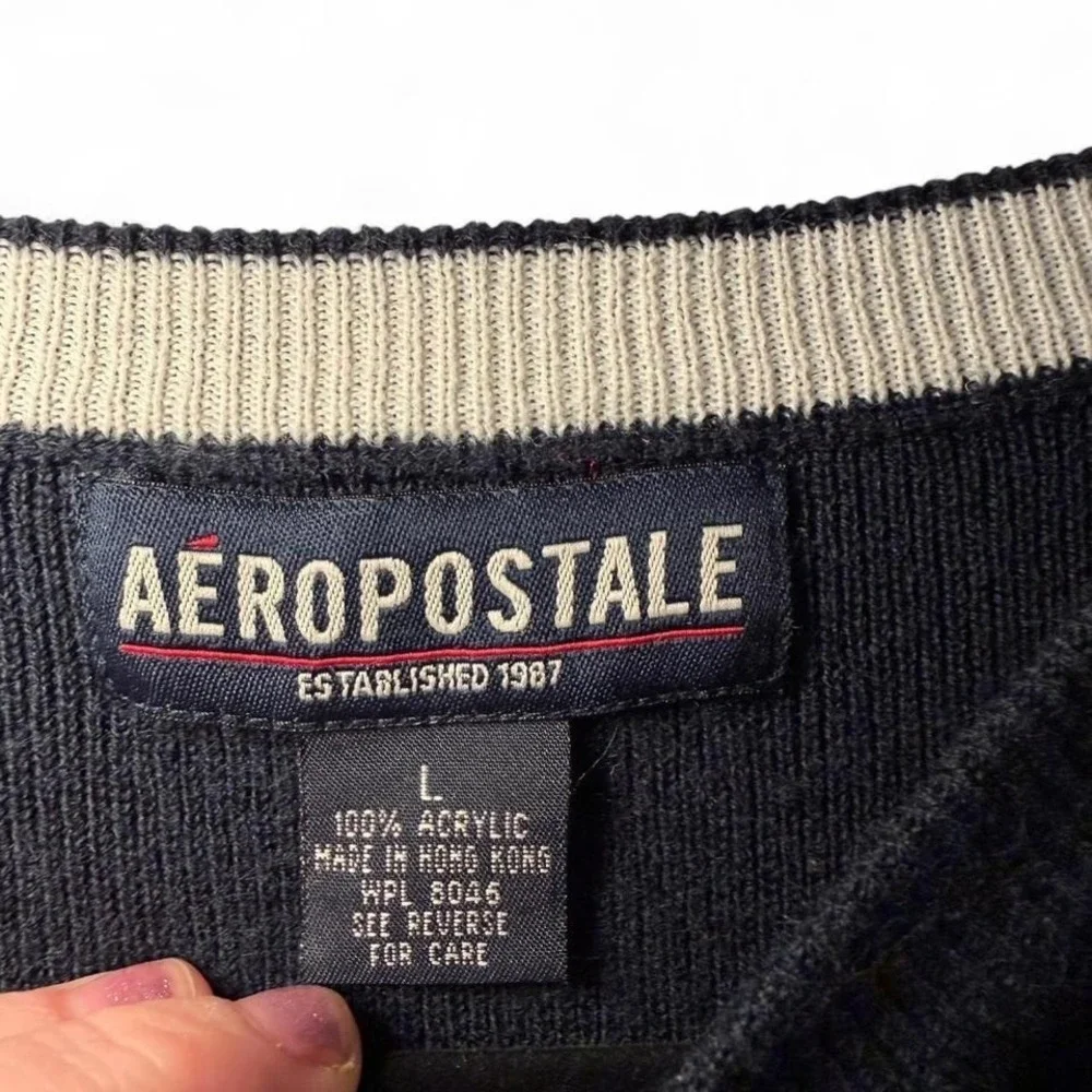 Aeropostale Vintage Knit Sweater Navy Blue Large 90s Skater‎ Streetwear Casual
